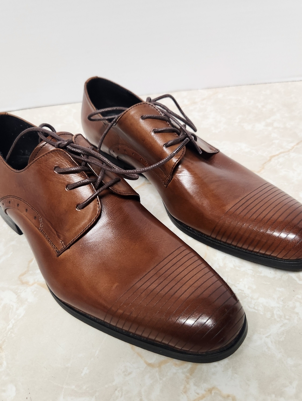 Kenneth Cole New York Straight Line Mens Dress Shoes Brown Leather US 8 Work
